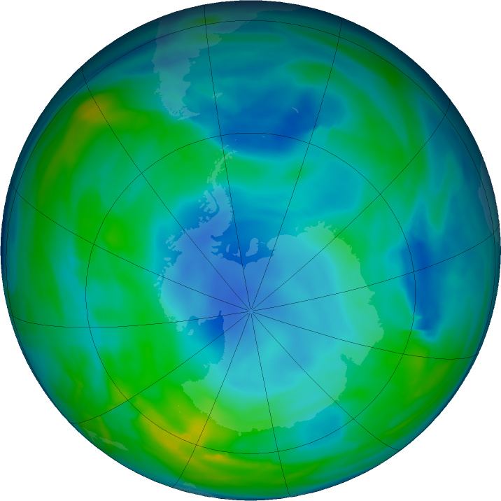 Antarctic ozone map for 05 June 2020